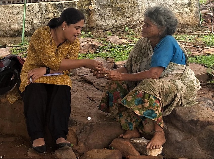 Malavika Jinka during fieldwork among indigenous community members in rural India